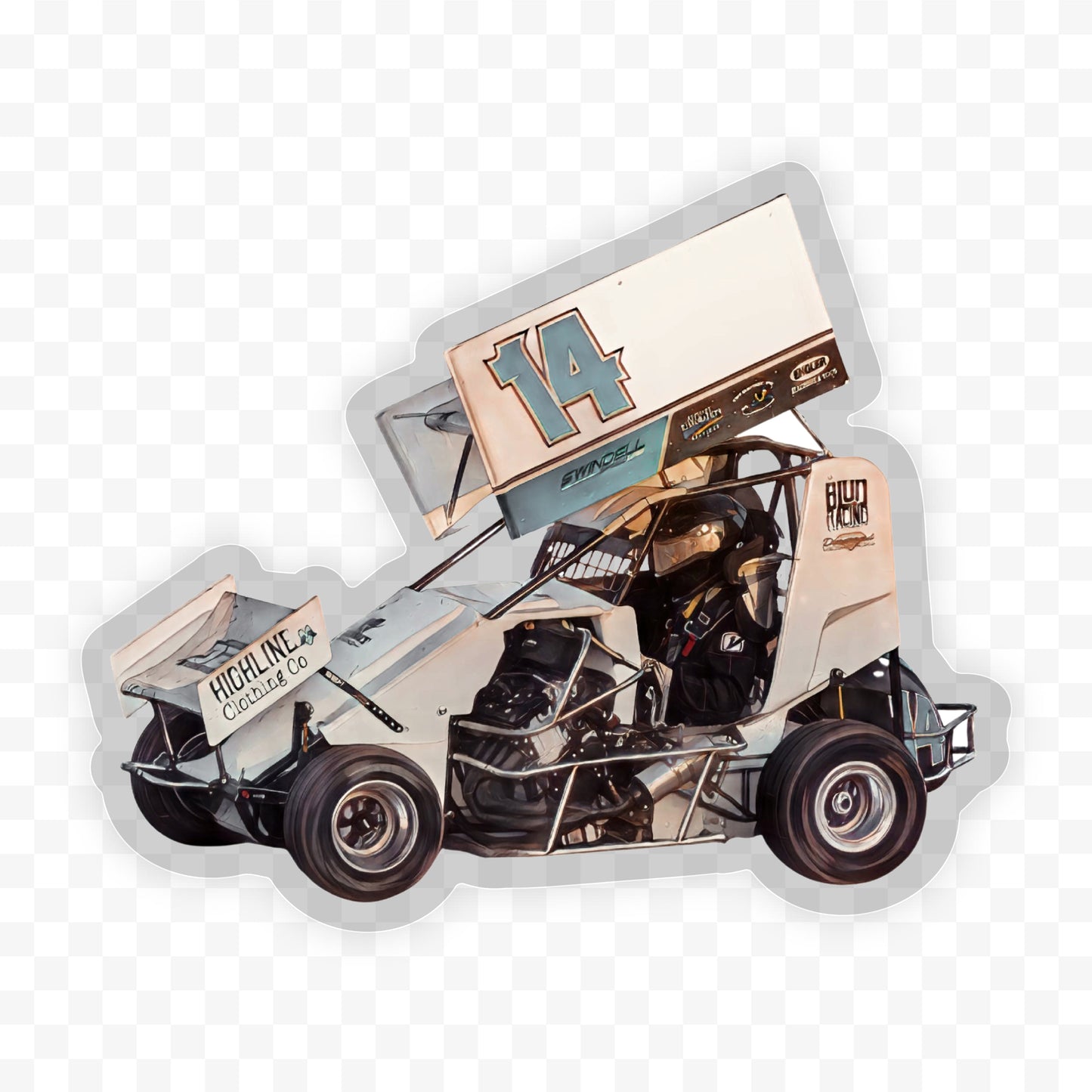 Race Team 14 Micro Car Sticker - 2023